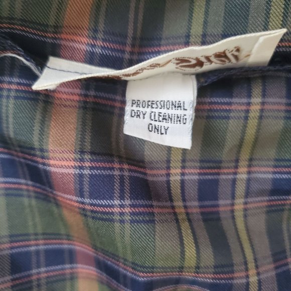 Albert Lewis For Tudor Square Vintage-Retro Green Plaid Long Sleeve Shirt Size 8 - Picture 7 of 11